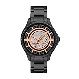 Armani Exchange A|X Orologio da uomo automatico in acciaio inossidabile blu, Nero/oro rosa, Automatico Hampton