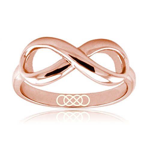 Doble Icono Infinito de Rosa de Oro Plata Esterlina Anillo Infinito Grabado - Tamaño 8 Doble Icono Infinito de Rosa de Oro Plata Esterlina Anillo Infinito Grabado - Tamaño 8