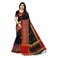 SERONA FABRICS Women’s Banarasi Cotton Silk Embroidered Work Saree With Blouse Piece