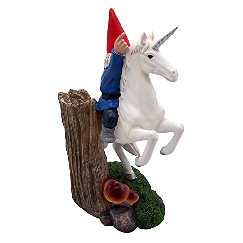 Charming Garden Gnome Riding A Unicorn, Outdoor Décor, 13.5 Inches #TOP2