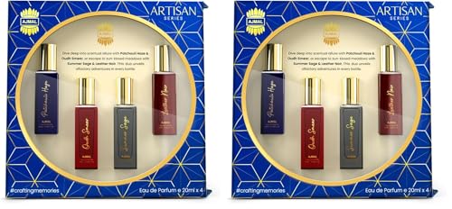 Image of Ajmal Artisan Perfume Gift Set for Men & Women | 4x20ml Unisex Eau De Parfum Miniatures | Perfume for Men and Women with Floral, Citrus & Woody Fragrance | Versatile Office /Work Unisex Cologne