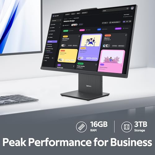 Image of Lenovo IdeaCentre AIO 3 23.8 inch FHD All-in-One Desktop, AMD Ryzen 5 7535HS, 16GB DDR5, 3TB Storage (2TB SSD&1TB Docking Station), Radeon 660M Graphics, Wireless Keyboard & Mouse, Win 11 Pro, Gray