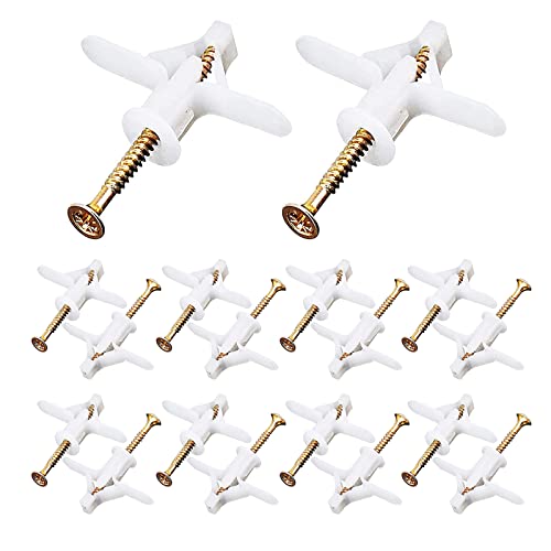Tacos Para Placas de Yeso-Tacos y Tornillos para Pared-Tornillos para Placas de Yeso m8x50mm-Tacos Para Placas Ligeras (Blanco 30pcs) Cover