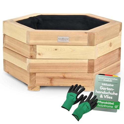 holz4home® Outdoor Pflanzkübel S I 6-Eckig aus Tannenholz I inkl....