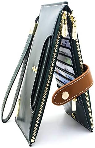ANDOILT Wallets for Women Genuine Leather Wallet RFID Blocking Bifold Multi Card Case Purse with Zipper Pocket Handbag