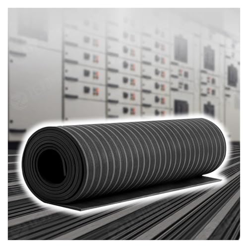 Insulating Rubber Floor Mat for Distribution Room, Square Non-Conductive Insulated Pad with Non Slip Surface, for Substation Power Plants Workshop, Cuttable & Custom(Black,LxWxT 10'x3 1/5'x1/3