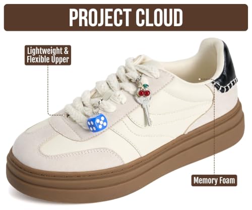 Image of Project Cloud Platform Sneakers for Women Footwear - Memory Foam Insole Womens Shoes, Lightweight and Non-Slip Sole Lace Up Fashion Sneakers for Women 2026 (Volley)
