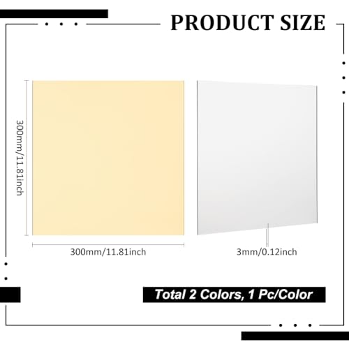 Image of BENECREAT 2Pcs 12x12 Inch Acrylic Mirror Sheets Gold & Silver Acrylic Sheets Opaque Glossy Mirror with Film Attached for Engraving, Wall Decor and DIY Crafts