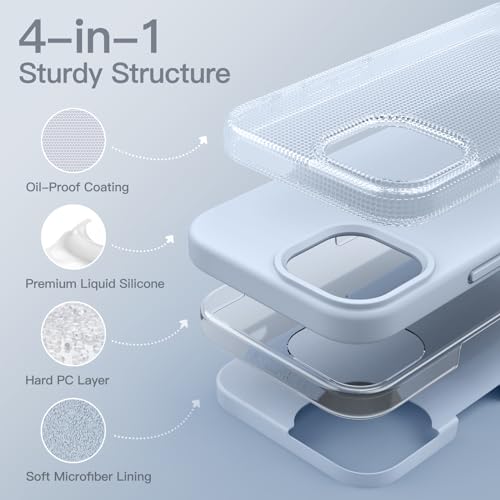 Image of JETech Silicone Cover Case for iPhone 15 6.1-Inch, Silky-Soft Touch Full-Body Protective Phone Case, Shockproof Cover (Blue)