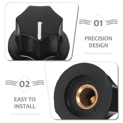 INOOMP 5pcs Guitar and Bass Potentiometer Knobs Set – 2 Small 20mm and 3 Medium 24mm Metal Tone Volume Control Caps with Screws – Replacement Amplifier and Effect Pedal Knob Accessories