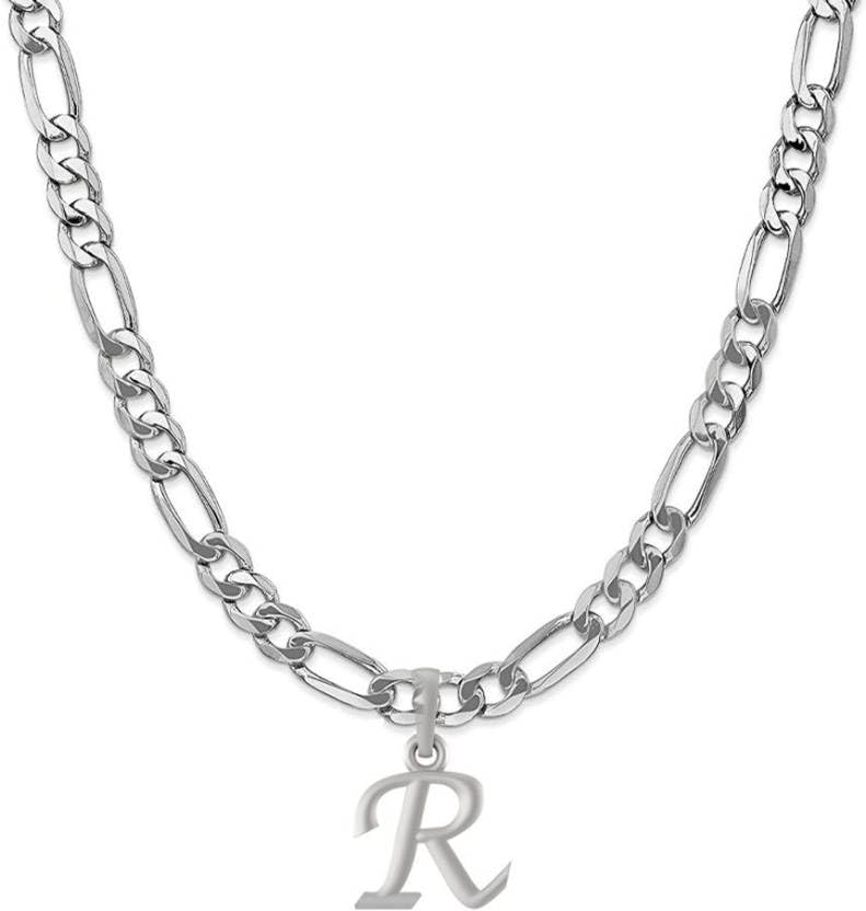 Chaîne Figaro en argent sterling et pendentif alphabet Mtrolls, le cadeau idéal
