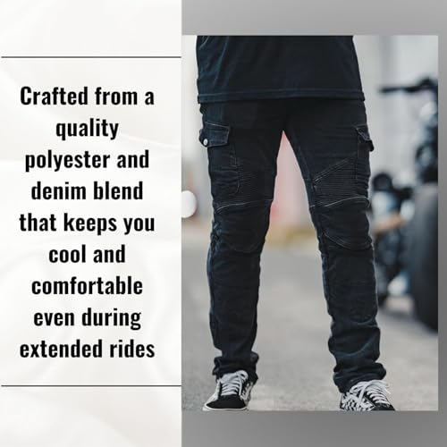 NBT Clothing Protective Motorcycle Riding Pants - Removable CE Armor for Knees & Hips - Road Rash Protection Gear - Reinforced Stitching - Straight Slim Fit - Breathable Material - Machine Washable