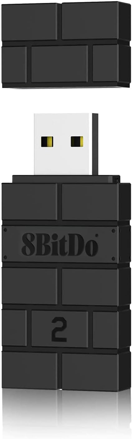 AKNES 8Bitdo Adattatore USB Senza Fili 2 per Controller Xbox One/Xbox Series X & S,PS5,PS4,PS3,Switch PRO,Compatibile con Steam Deck,Switch/Switch OLED,PC,Raspberry Pi,Android, con Cavo OTG (Nero)
