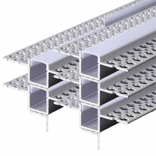 V-TAC Profilo Alluminio per Strisce LED Max Spessore 12mm, Canalina da Incasso per Cartongesso con Alette Scomparse con Diffusore Satinato e Tappini 2 METRI
