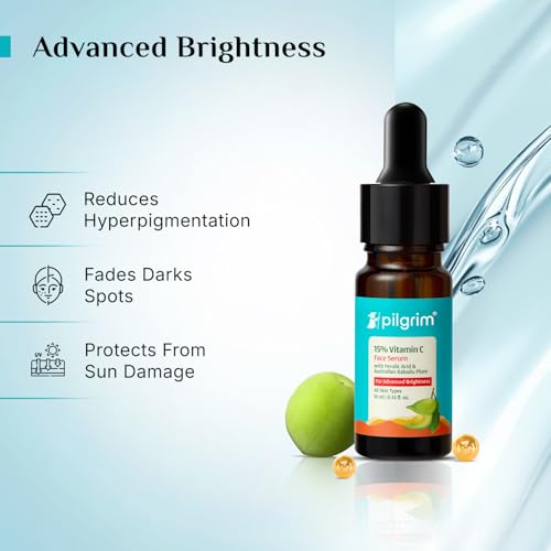 Pilgrim 15% Vitamin C Serum 10ml For Glowing Skin | Advanced Formulation With Ferulic Acid & Vitamin E |Reduces Dark Spots, Pigmentation |For All, Oily, Combination, Normal Skin |Men, Women - Image 4