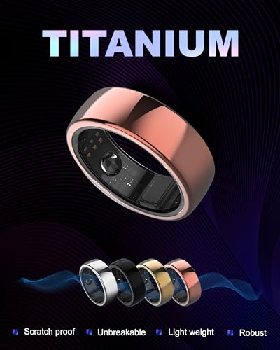 Image of aaboRing, Health & Fitness Tracker Smart Ring, Advance Sleep Monitoring, Stress & Activity Tracking, Titanium, IP68 Waterproof (US Size No 12, Wireless, Radiant Rose Gold)