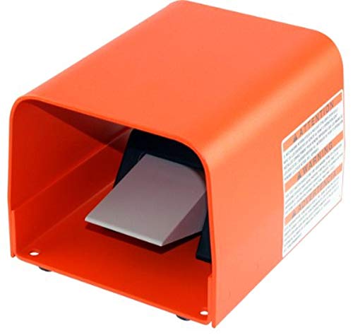 Linemaster 88SH1-05 Classic IV Foot Switch, Electrical, Single Pedal, Momentary, SPDT, Single Stage, Full Aluminum Guard, Black and Orange