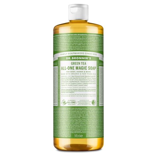 Dr. Bronners 18-IN-1 Naturseife | Organic Flüssigseife | Green Tea | Grüner Tee | Duschgel, Handseife, Shampoo und vieles mehr | Mit Bio Ölen | Fair Trade | 945 ml