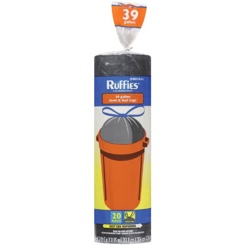 Image of Ruffies Lawn & Leaf Trash Bags - 39 Gallon, 20 Count, Drawstring - Black Bags