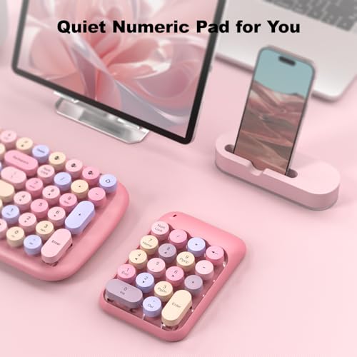 Image of MOFII Wireless Number Pads - Pink Numeric Keypad 18 Keys USB 2.4G Round Keycap Colorful Extensions Keypads, Financial Accounting Portable Numpad 10 Key for Laptop /PC /Notebook /Surface Pro