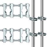MorningRo 2 Pack Double Antenna Mast Clamp with V Jaw Block, Mast to Mast Bracket Kit for 1'-2.5' OD Poles, Heavy Duty Pole to Pole Mounting Hardware Kit Bracket Holder for TV Ham, Flag Post, Parasols