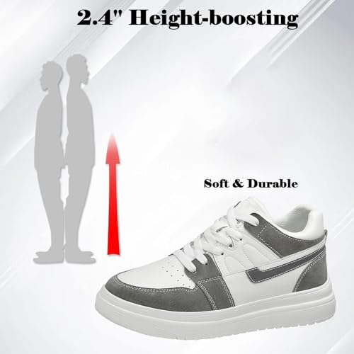 Men's Leather 2.4'' Invisible Height Increasing Fashion Sneakers Lace Up Low top Lightweight Breathable Comfortable Non Slip Hidden Heel Lifting Elevator Platform Sport Walking Shoes4