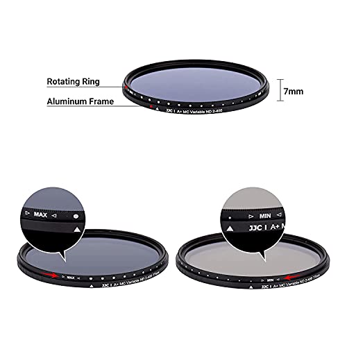 Image of JJC F-NDV62 Series Variable Neutral Density ND2 -ND400 Adjustable ND Filter for Camera Lens Photography (62mm)
