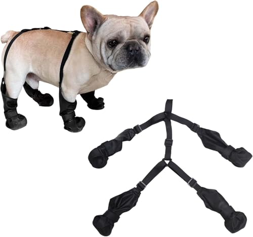 犬用レッグカバー 四本足パンツ 牽引ロープ接続可能 犬 靴 一体型 犬用シューズ 肉球保護 滑り止め 脱げない 汚れ防止 お出かけ お散歩 傷防止 足舐め防止 怪我防止 ペット用 ソックス 長さ整節可能 (L,首輪なし)