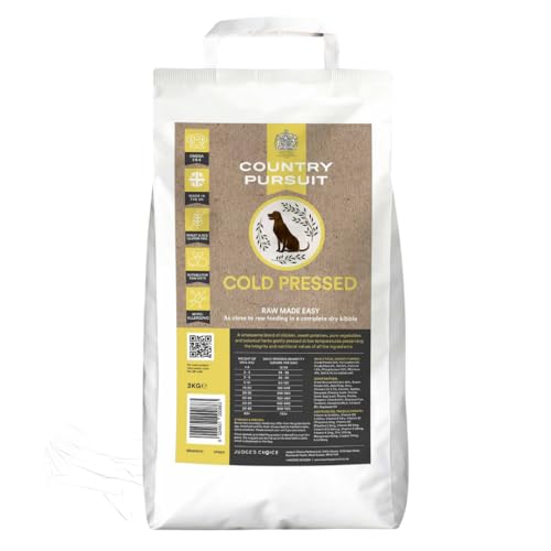 COUNTRY PURSUIT - Premium Natural Cold-Pressed Dry Dog Food | Hypoallergenic & Complete Nutrition | Ideal for Puppies, Adult & Senior Dogs | Raw Feeding Made Easy | 3KG Chicken Recipe
