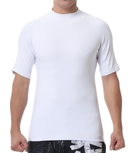 Men's Compression Mock Turtleneck Short Sleeve Shirts High Neck Quickly Dry Workout Tops Athletic Running Cycling3