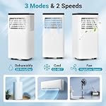 DORTALA climatiseur portable 8000 BTU, climatiseur portable 3-en-1 avec télécommande, déshumidificateur, minuterie 24H, kit de fenêtre pour appartement de 350 pi², chambre