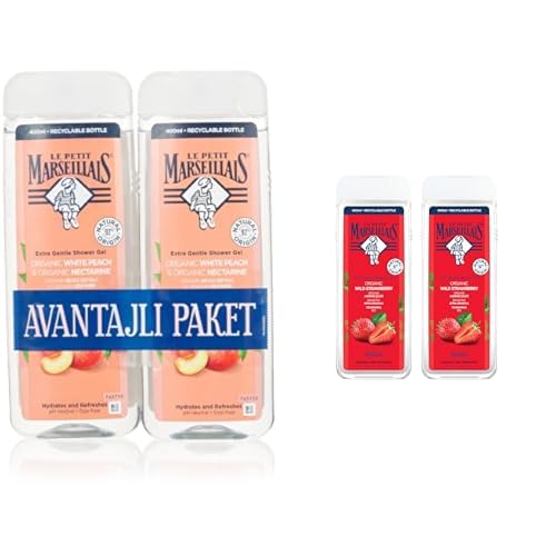 Le Petit Marseillais Seti | Beyaz Şeftali ve Nektarin x1 + LPM Akdeniz Çileği 400 ml 1+1 Set x1