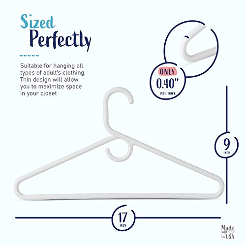 Heavy Duty White Plastic Tubular Hangers, Adult Size, Set of 24 Made in The USA (Heavy Duty) (24, Super Heavy Duty)
