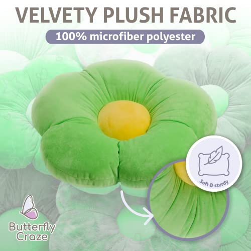 Butterfly Craze Daisy Lounge Flower Pillow - Cozy & Stylish Floor Cushion, Perfect Seating Solution For Teens & Kids, Machine Washable Aesthetic Decor, Plush Microfiber, Medium 20" Diameter, Green #TOP3