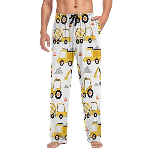 Building Truck Yellow Excavator Cars Pajama Pants Transport Car Men's Pajama Bottoms Lounge Sleepwear PJs Sleep Pants M3