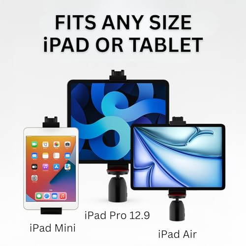 Image of iPad Tripod Mount Adapter with Bluetooth Remote - Works With All Tablets