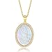 MEGA CREATIVE JEWELRY Collana da Donna Vergine Maria Miracolosa Ciondolo in Madreperla Gioielli in Argento 925 con Cristalli Religiosi Cattolici Idee Regalo Donna Originale per Lei Mamma Moglie