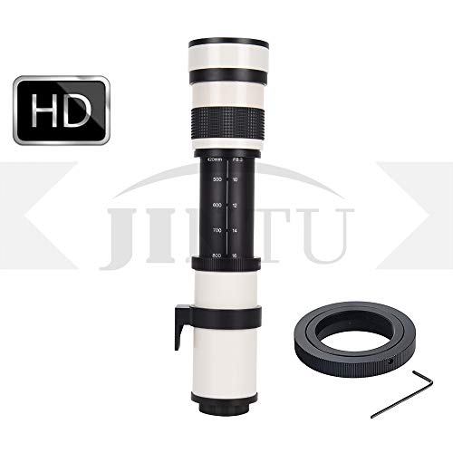 JINTU 420-800 mm F/8.3 HD - Kit de objetivos de teleobjetivo manual para cámaras Nikon D3200 D3300 D3400 D3500 D5000 D5200 D5500 D5600 D7500 D80 D90 D200 D300 D500 D600 D700 D800 D850