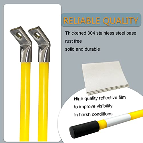 Fuyear Snow Plow Blade Markers Guides Yellow 20''45 Degree 304 Stainless Steel Bend Base High Visibility Never Rust Never Break Easy Installation Fit For Boss Western Snowplows And More #TOP1