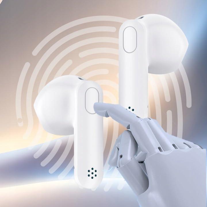 Close-up of RIVERSONG Air X26 earbud showing touch control area