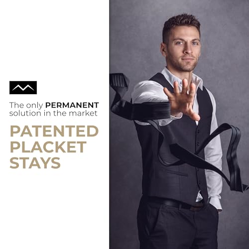 Million Dollar Collar Shirt Collar Placket Stays - White Placket Stays for Men's and Women's Collared Shirt