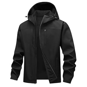 HOTSUIT Mens Softshell Jacket with Hood Water-Resistant Fleece Lined Jacket Men Lightweight Winter Coats for Hiking