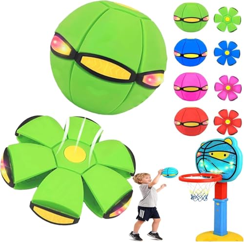 New Bouncy Ball for Kids,Magic Metaball Bouncing Ball,Schwebender Spielball,Hüpfball Kinder,Magic Flying Saucer Metaball Bouncing Interactive Flying Saucer Bouncing Balls with 6 Lights (Green)