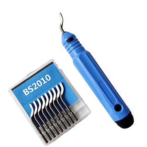Practical Use Easily Flexible Burr Handle NB1100 Trimming Blade with 10pc BS2010 Deburring Scraper Blades Head Cutting Tool (NB1100)