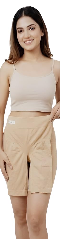Shapewear Shorts, High-Waisted, Mid-Thigh Length, Tummy Control, Tummy Tucker Shorts, Butt Lifter, Body Shaper with Anti Roll Strips Free Size-image-19