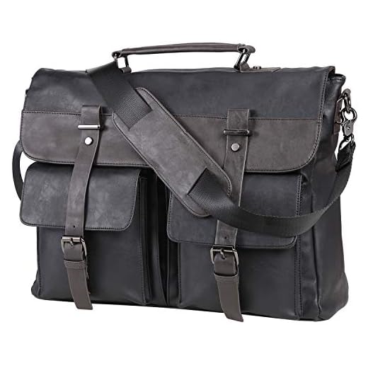 Leather Messenger Bag for Men, 15.6 Inch Vintage Laptop Bag Briefcase Satchel