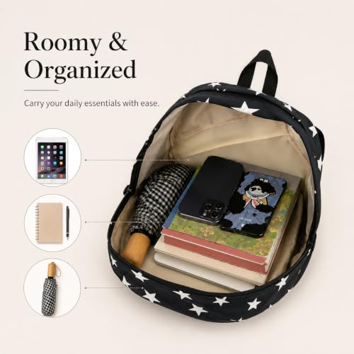 HOKMAH Y2K Backpack Women Men, Cute Daypack Grunge Stars Vintage Chic Trendy Design Bookbag Backpack Daily Use Hiking Trip (black) by HOKMAH - Used condition - Image 6