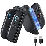 Switch 2 ジョイコン 充電 急速 joy-con充電スタンド、LEDインジケーター付き、4つのJ-Con 2コントローラーを同時に磁気充電可能、Type-Cケーブル付属、過充電保護機能搭載、J-Conハンドル、滑り止めベース