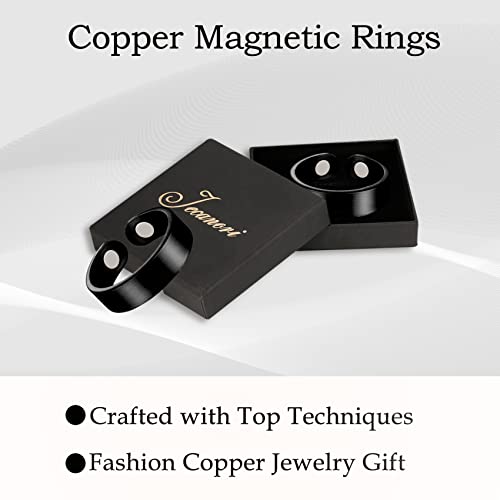 Jecanori Copper Magnetic Rings For Women Men,Adjustable Magnetic Copper Ring,Jewelry Gift With Ring Box,Magnetic Field Therapy Ring(Vintage Flower|Uncoated Sleek) (Black) #TOP6