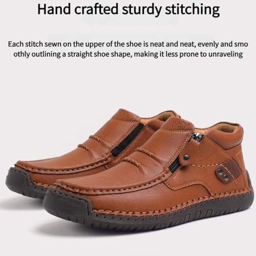 The First Young Driving Boots Men, Men’s Handmade Premium Leather Slip-On Driving Boots Outdoor &Travel2